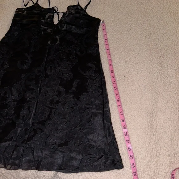 The Disney Catalog Black Spaghetti Straps Patterned Slip Dress Size M - Picture 6 of 6